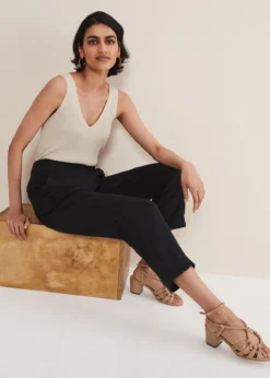 Klarra Black Linen Tapered Trousers -TrendLust Verkäufe 101462050 04 klarra black linen tapered trousers