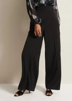 Shellina Black Satin Wide Leg Trousers -TrendLust Verkäufe 101607050 03 shellina black satin wide leg trousers