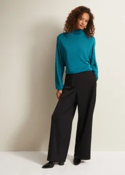 Shellina Black Satin Wide Leg Trousers -TrendLust Verkäufe 101607050 06 shellina black satin wide leg trousers