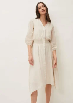 Elma Shirred Waist Puff Sleeve Midi Dress