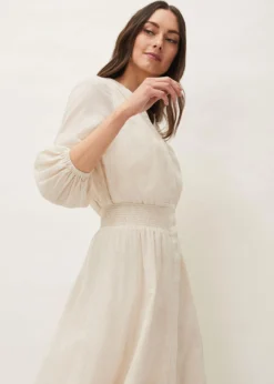 Elma Shirred Waist Puff Sleeve Midi Dress -TrendLust Verkäufe 220522120 04 elma shirred waist puff sleeve midi dress