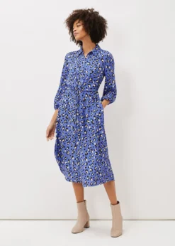 Tana Leopard Print Midi Shirt Dress