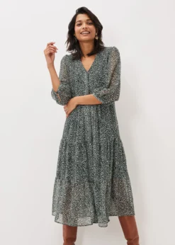 Penele Ditsy Print Chiffon Midi Dress