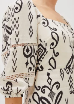 Linen Ikat Print A-Line Dress -TrendLust Verkäufe 220913867 05 linen ikat print a line dress