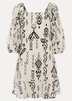 Linen Ikat Print A-Line Dress -TrendLust Verkäufe 220913867 99 linen ikat print a line dress