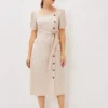 Elletta Square Neck Linen Dress