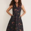 Savannah Jacquard Floral Fit And Flare Dress