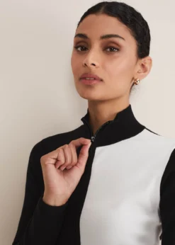 Arden Zip Detail Colourblock Knit Tunic -TrendLust Verkäufe 221188230 04 arden zip detail colourblock knit tunic