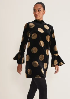 Aylin Spot Bell Sleeve Dress