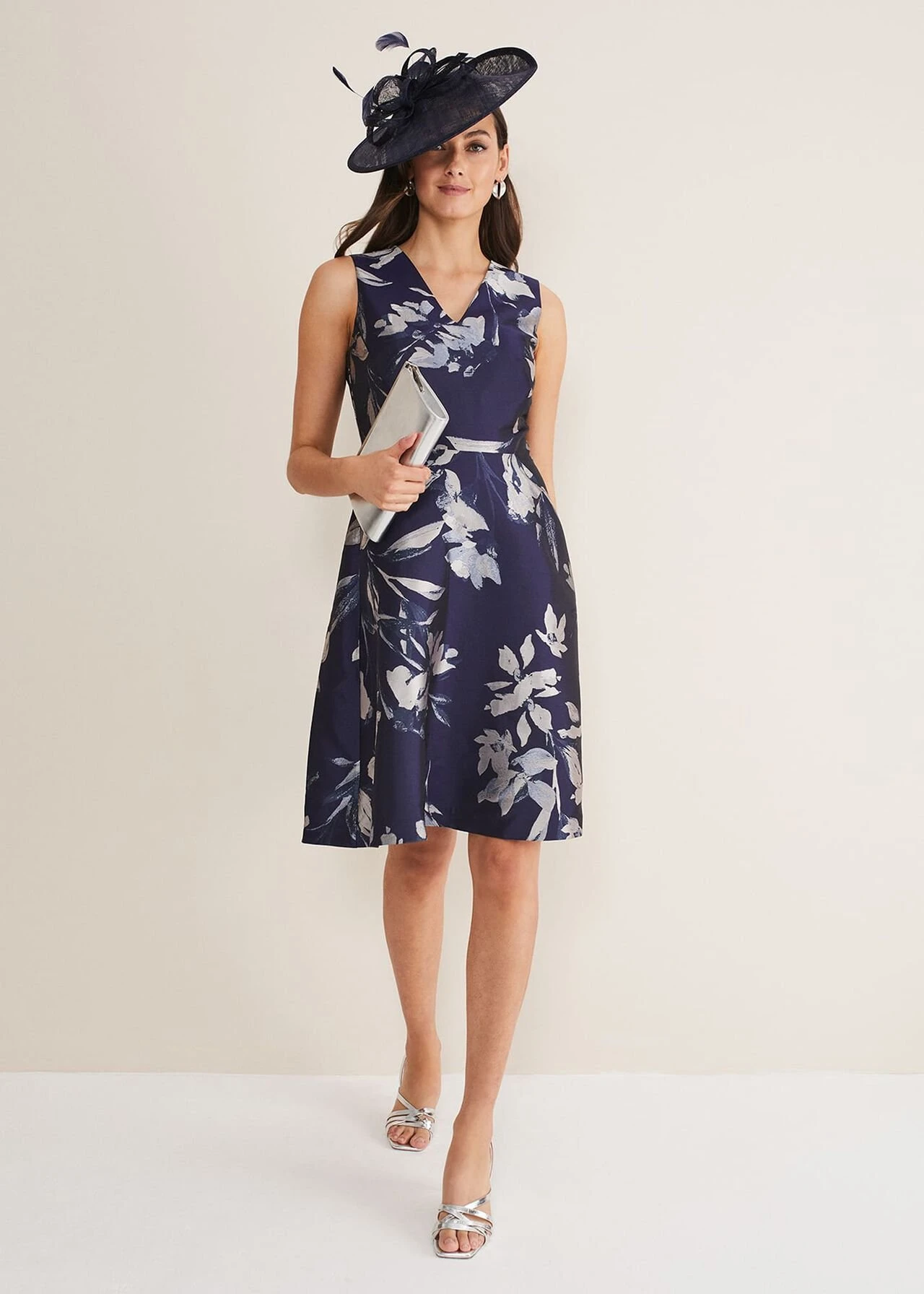Cassy Jaquard Floral Midi Dress