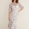 Maia Floral Embroidered Midi Dress