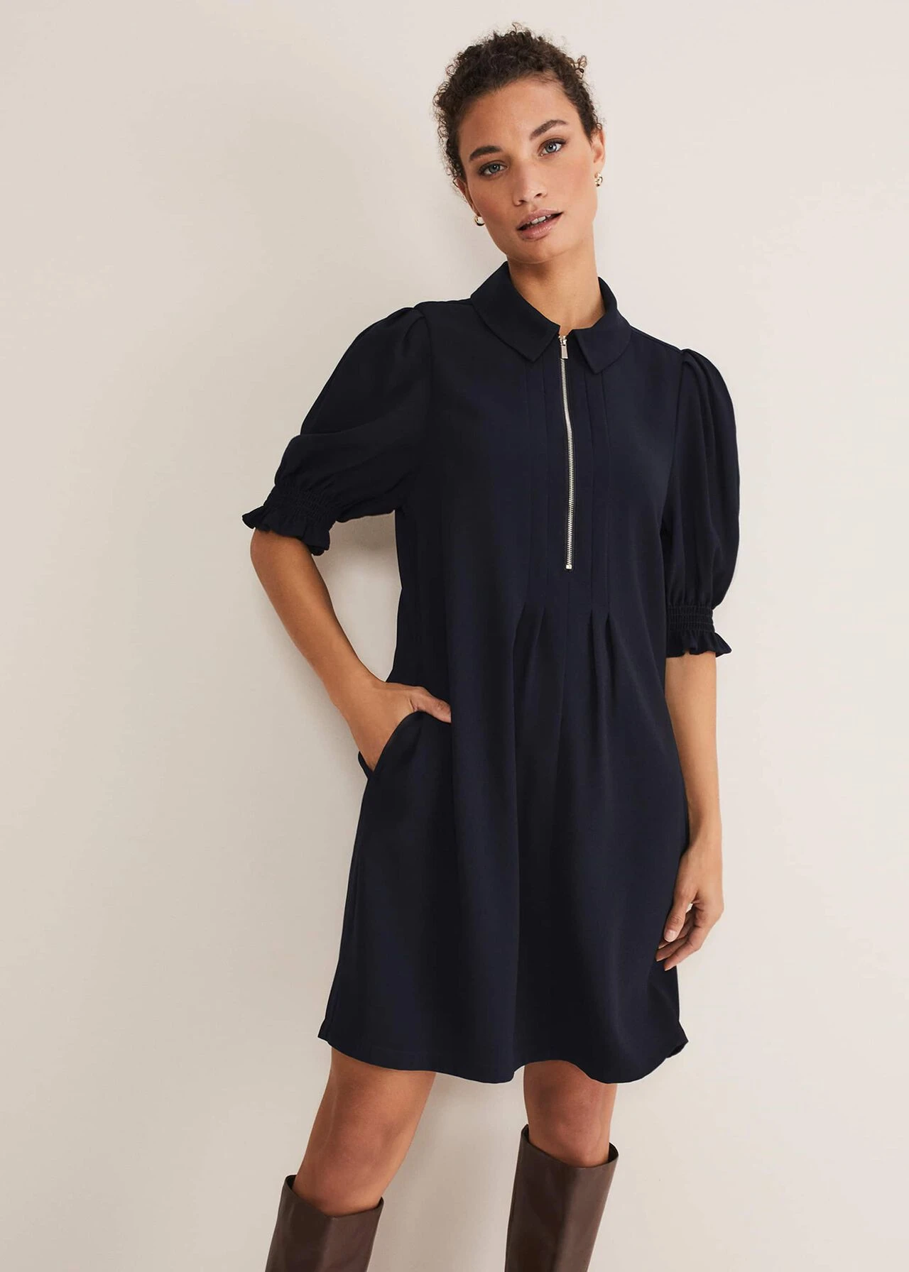 Candice Navy Zip Mini Dress