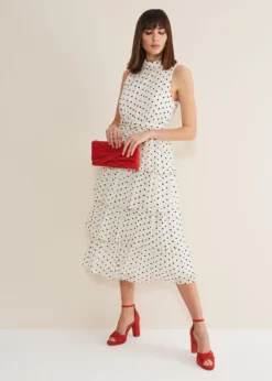 Rita Polka Dot Ruffle Midi Dress