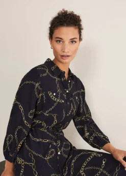 Tana Chain Print Shirt Midi Dress -TrendLust Verkäufe 221464351 05 tana chain print shirt midi dress