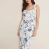 Kaya Linen Floral Bodycon Midi Dress
