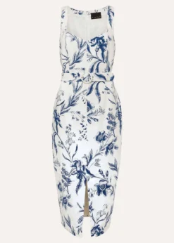 Kaya Linen Floral Bodycon Midi Dress -TrendLust Verkäufe 221532814 99 kaya linen floral bodycon midi dress