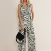 Tamsin Zebra Print Wide Leg Jumpsuit