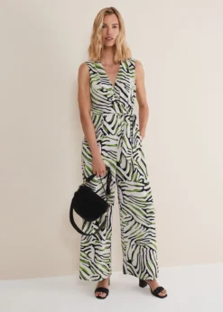 Tamsin Zebra Print Wide Leg Jumpsuit