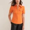 Shaden Zip Front Ponte Top