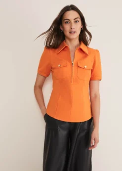 Shaden Zip Front Ponte Top