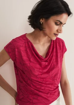 Trishna Burnout Cowl Neck Top