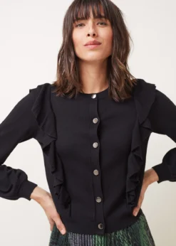 Susie Frill Detail Fine Knit Cardigan