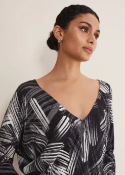 Adara Linear Zip Neck Print Jumper -TrendLust Verkäufe 403799492 04 adara linear zip neck print jumper