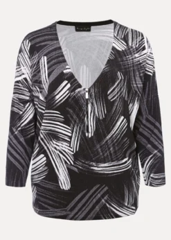 Adara Linear Zip Neck Print Jumper -TrendLust Verkäufe 403799492 99 adara linear zip neck print jumper