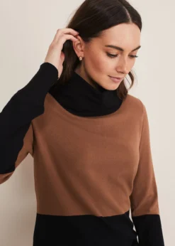 Zasha Colourblock Cowl Neck Jumper
