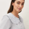 Amelia Oversized Embroidered Collar Blouse