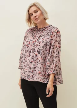 Julie Shirred Floral Blouse