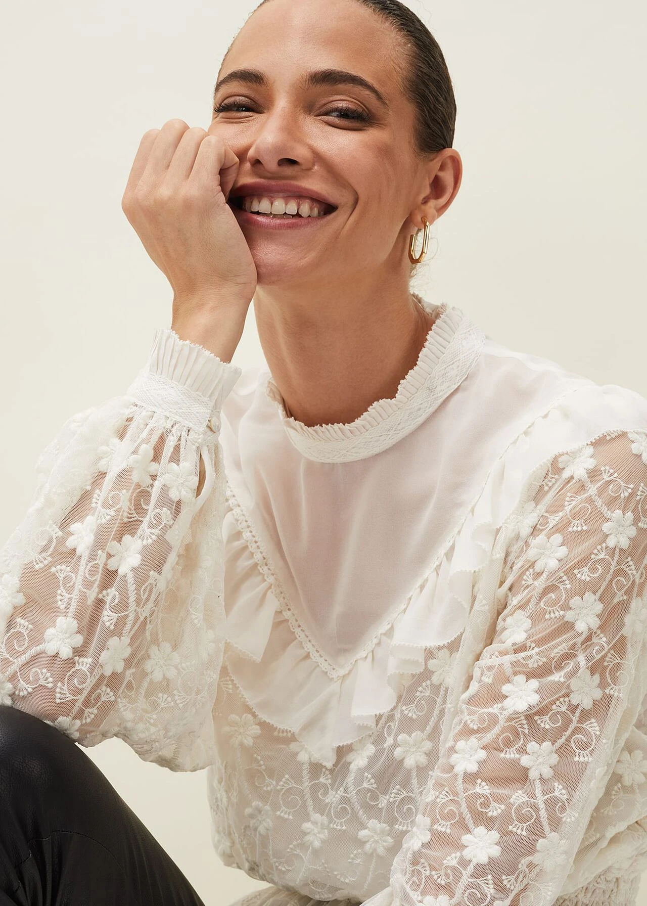 Coralina Embroidered Frill Blouse 1 Coralina Embroidered Frill Blouse