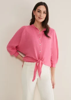 Raelynn Tie Front Linen Blouse