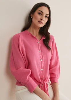 Raelynn Tie Front Linen Blouse -TrendLust Verkäufe 502178300 04 raelynn tie front linen blouse