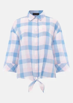 Della Gingham Tie Front Blouse -TrendLust Verkäufe 502230356 99 della gingham tie front blouse