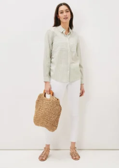 Oliva Ruched Side Stripe Shirt -TrendLust Verkäufe 502243454 03 oliva ruched side stripe shirt