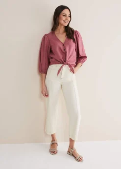 Raven Linen Tie Front Blouse -TrendLust Verkäufe 502265303 03 raven linen tie front blouse