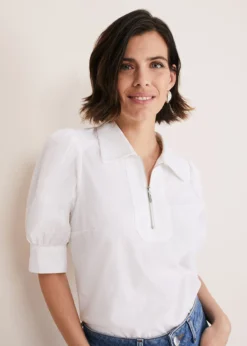 Alannah Puff Sleeve Zip Collar Blouse -TrendLust Verkäufe 502302055 04 alannah puff sleeve zip collar blouse