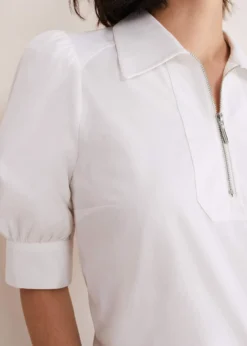 Alannah Puff Sleeve Zip Collar Blouse -TrendLust Verkäufe 502302055 05 alannah puff sleeve zip collar blouse