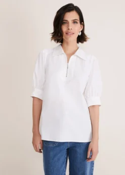 Alannah Puff Sleeve Zip Collar Blouse -TrendLust Verkäufe 502302055 06 alannah puff sleeve zip collar blouse