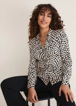 Kesia Ruched Front Heart Print Shirt