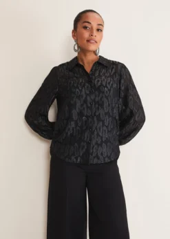 Tate Leopard Jacquard Blouse -TrendLust Verkäufe 502345050 04 tate leopard jacquard blouse