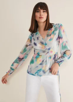 Sonya Printed Wrap Blouse -TrendLust Verkäufe 502365000 04 sonya printed wrap blouse
