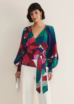 Shalni Abstract Floral Wrap Top -TrendLust Verkäufe 502392000 05 shalni abstract floral wrap top