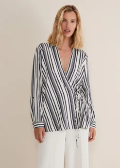 Dalila Striped Wrap Blouse