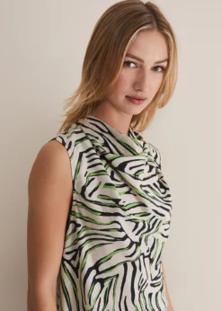 Paulette Zebra Print Cowl Neck Blouse -TrendLust Verkäufe 502401931 04 paulette zebra print cowl neck blouse