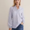 Izara Cotton Striped Ruffle Top