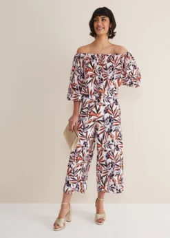 Tona Leaf Print Bardot Top -TrendLust Verkäufe 502404000 03 tona leaf print bardot top