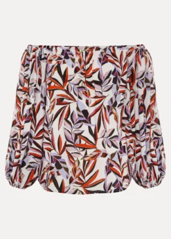 Tona Leaf Print Bardot Top -TrendLust Verkäufe 502404000 99 tona leaf print bardot top