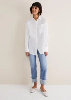 White Cotton Oversized Shirt -TrendLust Verkäufe 502410055 03 white cotton oversized shirt